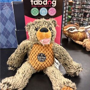 Floppy Squeaky Plush Bear Dog Toy - Gray and Orange